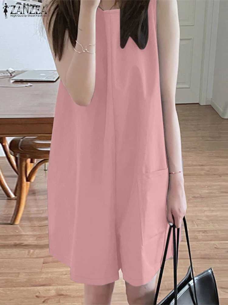 

ZANZEA 2025 Summer Sleeveless Short Jumpsuits Casual Streetwear Solid Color Wide-Leg Shorts Rompers Loose Women Everyday Overall