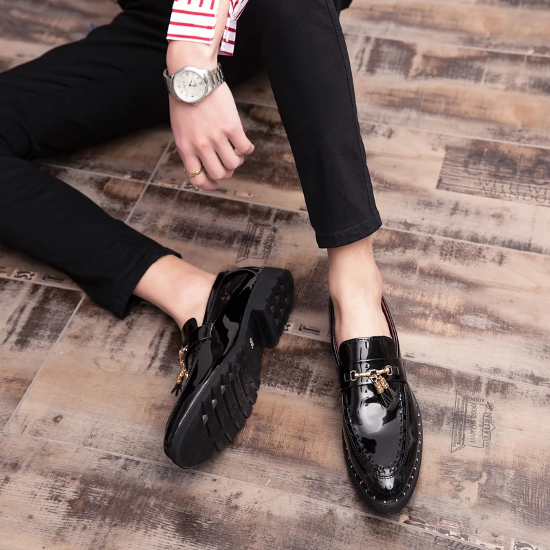 

Весенне-осенняя итальянская кожаная обувь высокого качества, мужские кожаные туфли, мужские свадебные модельные туфли, лакированные мужские лоферы, большой размер 47