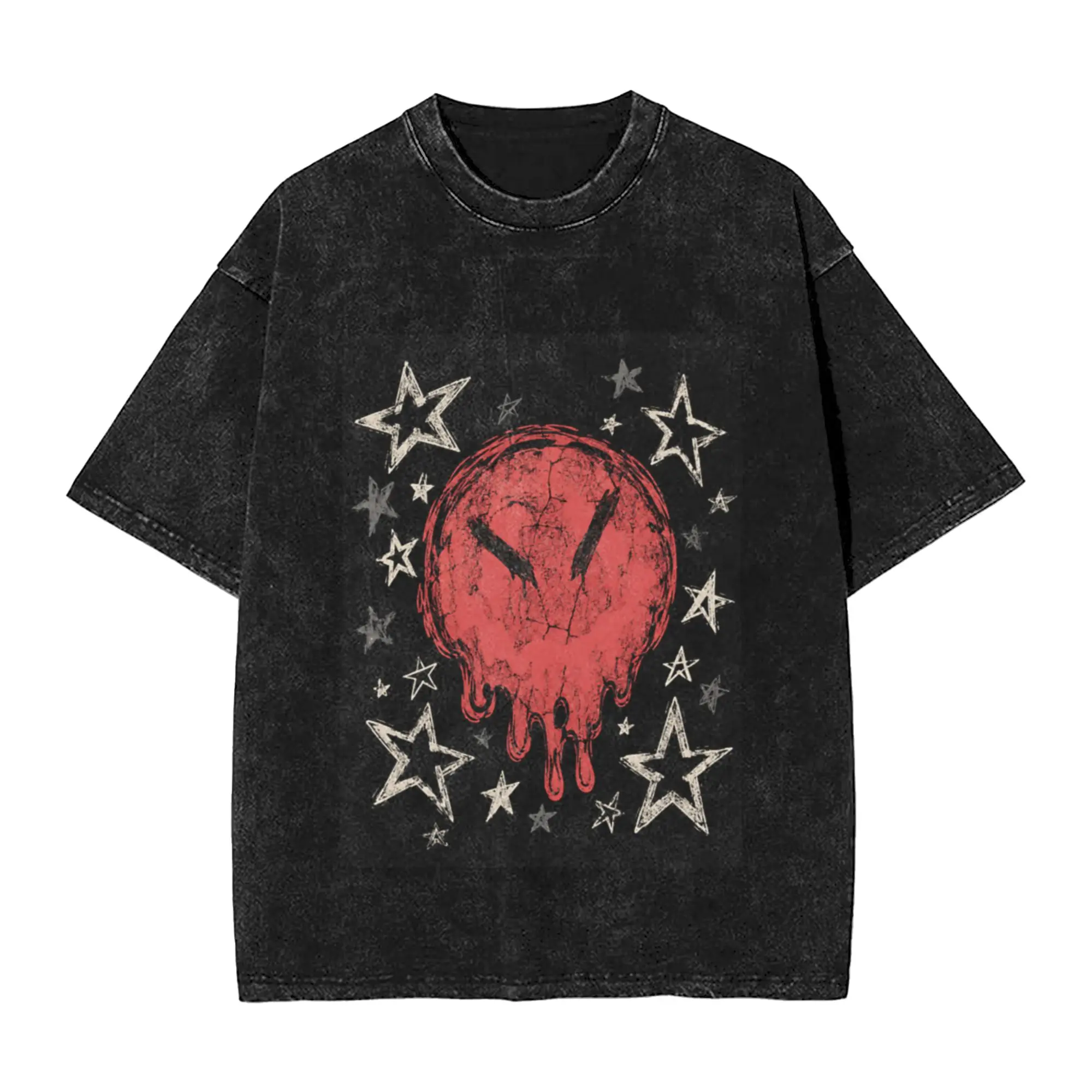 Melting Red Sphere Grunge Star Graphic Soft Grunge Punk Grunge Classic Stylish A Vintage Oversized Cotton Unisex T-Shirts