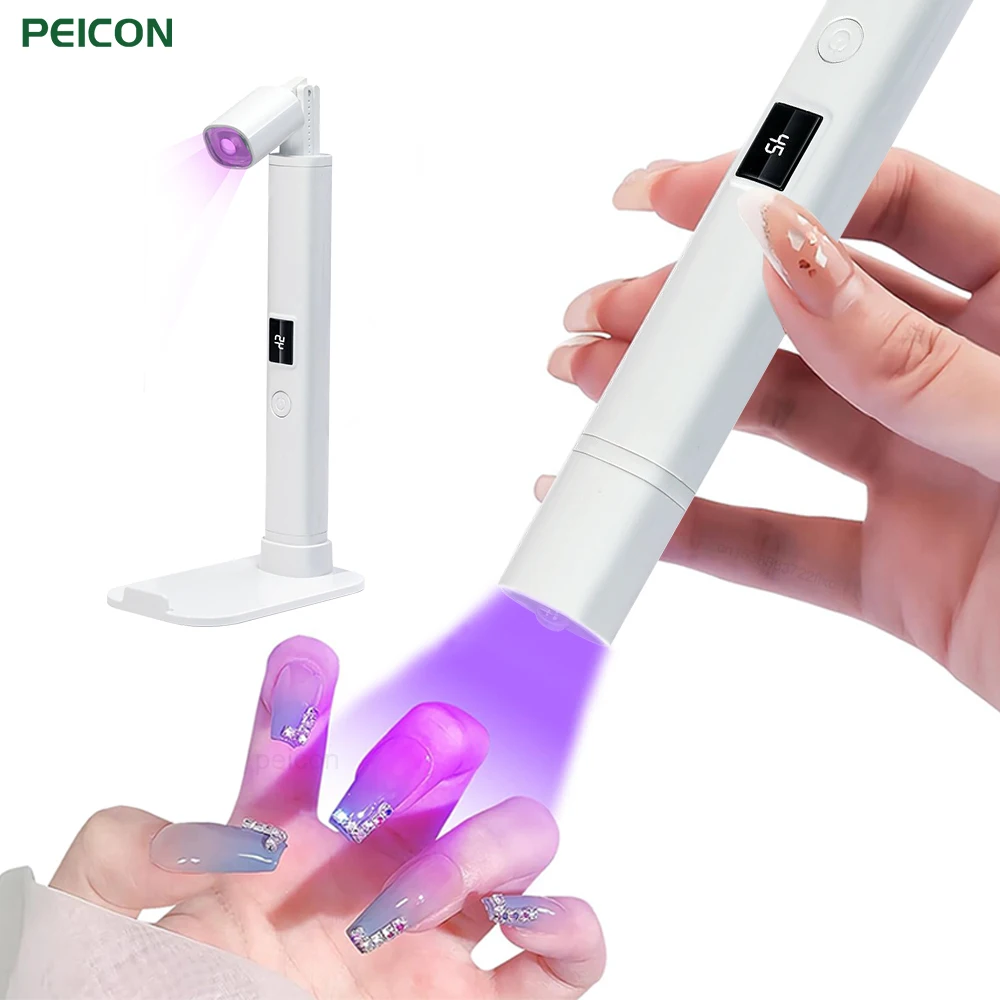 Lâmpada de unhas recarregável USB portátil, UV LED Nail Lamp for Nails Gel, Luz de secagem rápida, Lâmpada de manicure portátil, Secador com suporte