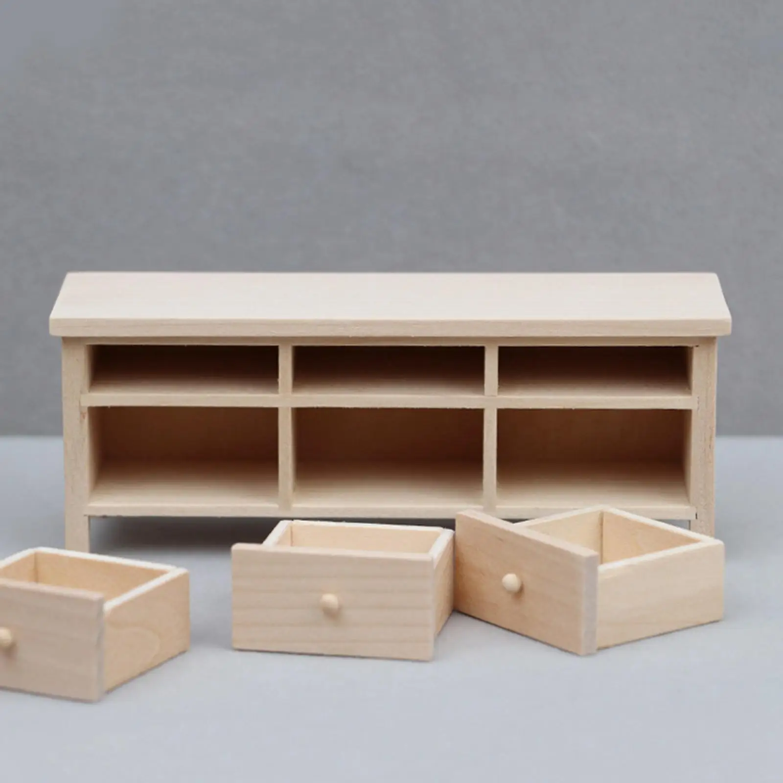 Meuble TV l'inventaire en bois non peint, maison de courses, meubles pour bricolage, ornements de scène, jouets pour maison de poupées, chambre à coucher, meuble TV, 1/12