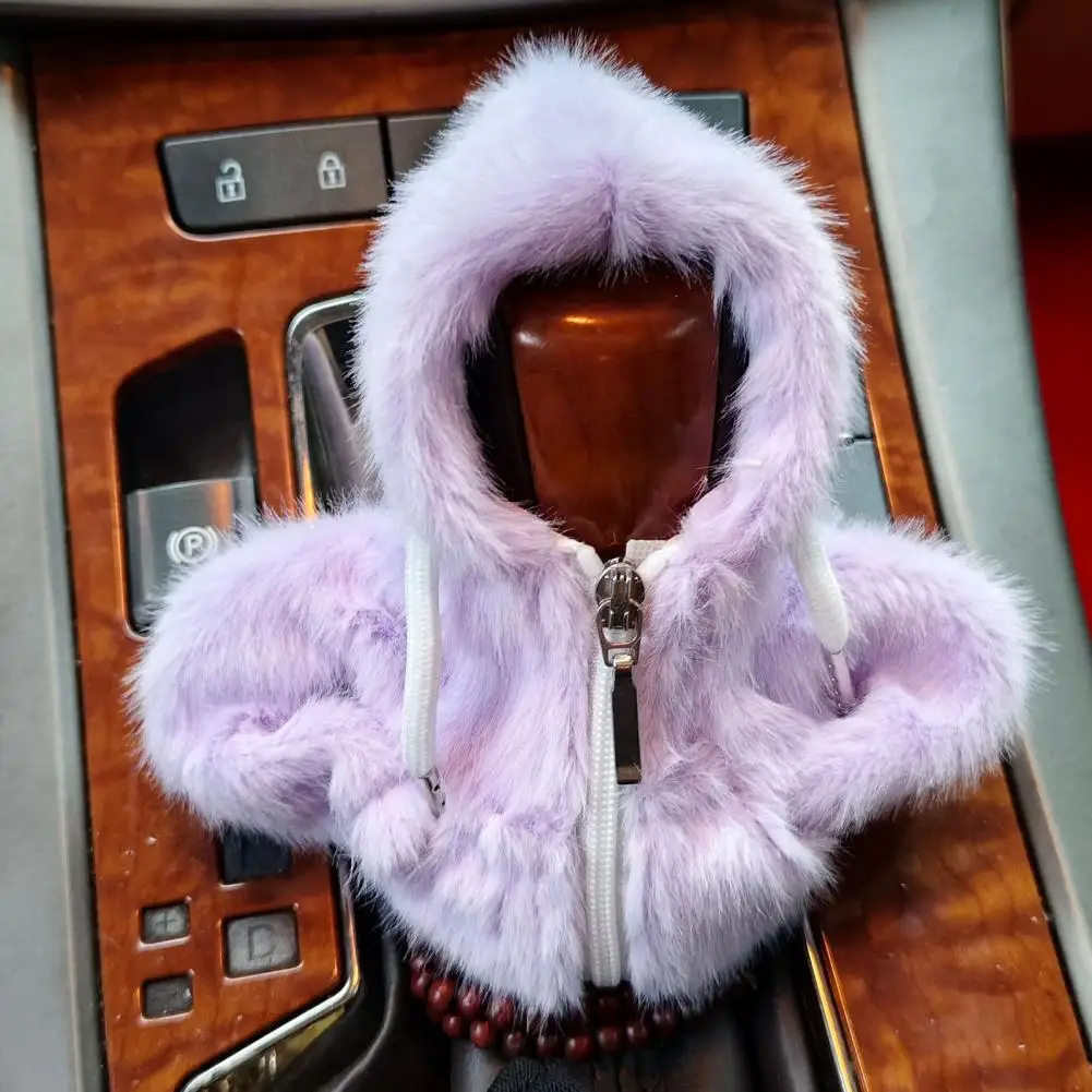 Car Handle Decoration Cover Fluffy Plush Gear Shift Hoodie Cover Soft Car Gear Stick Sleeve Universal Auto Shifter for Vehicle