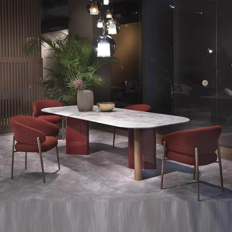 كراسي تناول الطعام المخملية الخفيفة الفاخرة لغرفة الطعام الفاخرة وغرفة المعيشة كرسي المطبخ الأنيق Y Hermoso أثاث غرفة الطعام #4