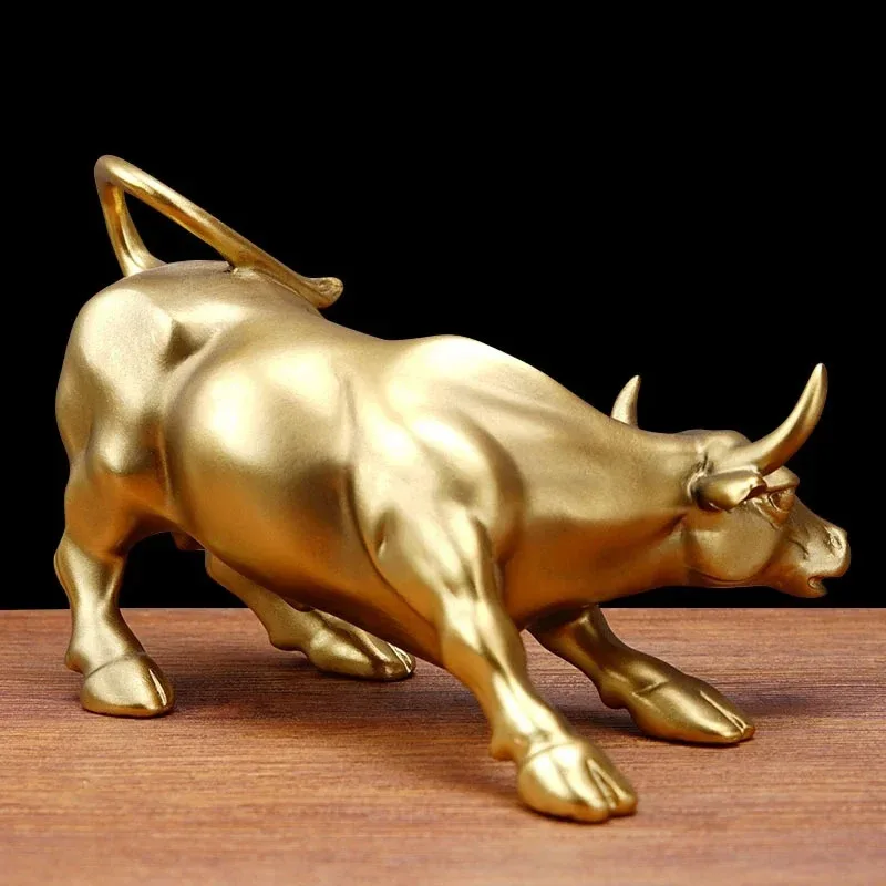 Stock Market Bull Statue, Resin Desktop Ornament, Modern Home Office Table Decor Figurine, Bull Market Trend Sculpture