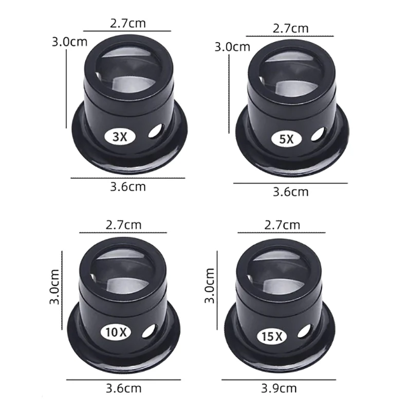 1/4 шт. 3x/5x/10x/15x/20x лупа для глаз, лупы, набор инструментов для ремонта часов, ювелирная лупа, окуляр, увеличительное стекло, инструменты для часовщика