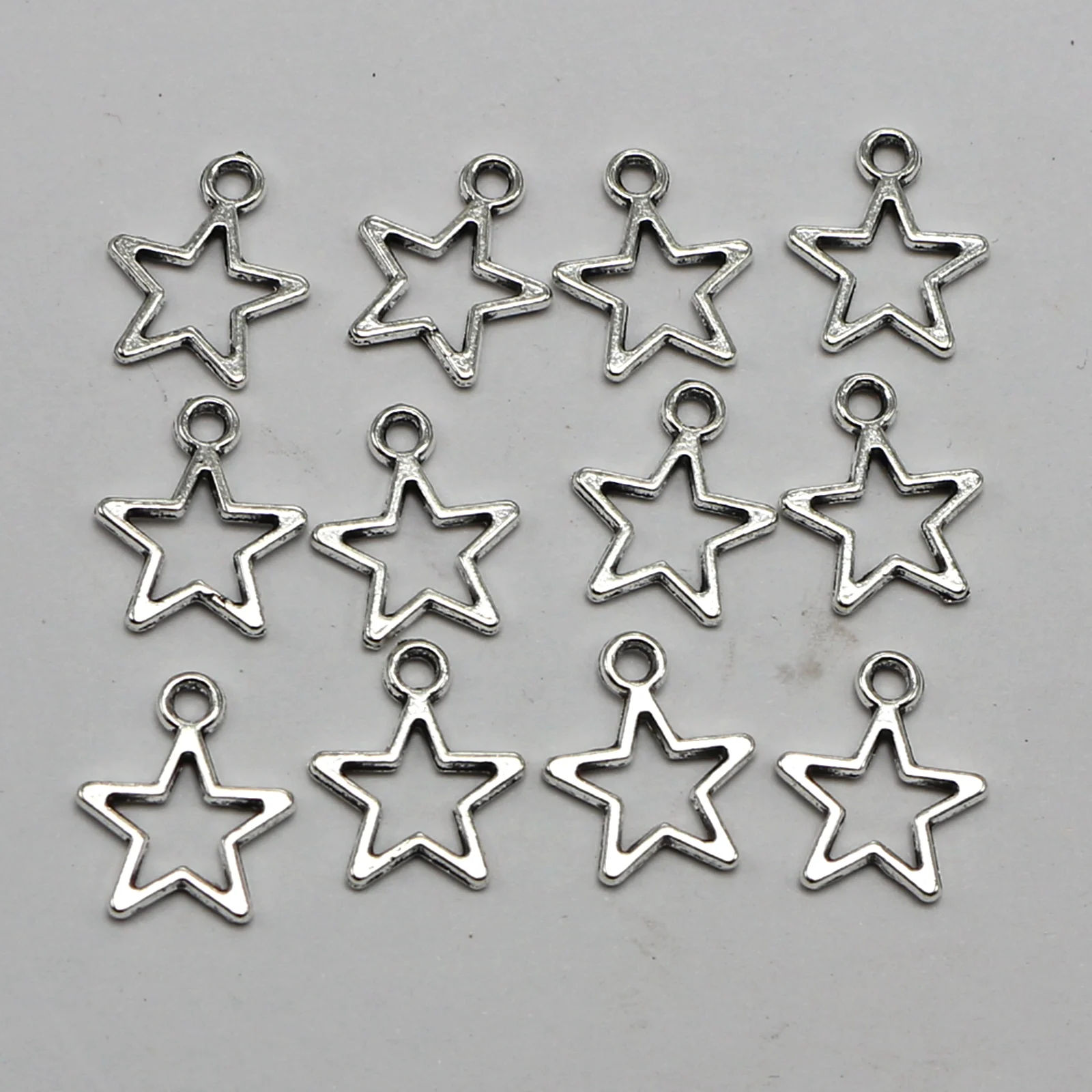 100 Tibet Silver Pentagram Star Charm Pendants 15X12mm Craft DIY Jewelry Making