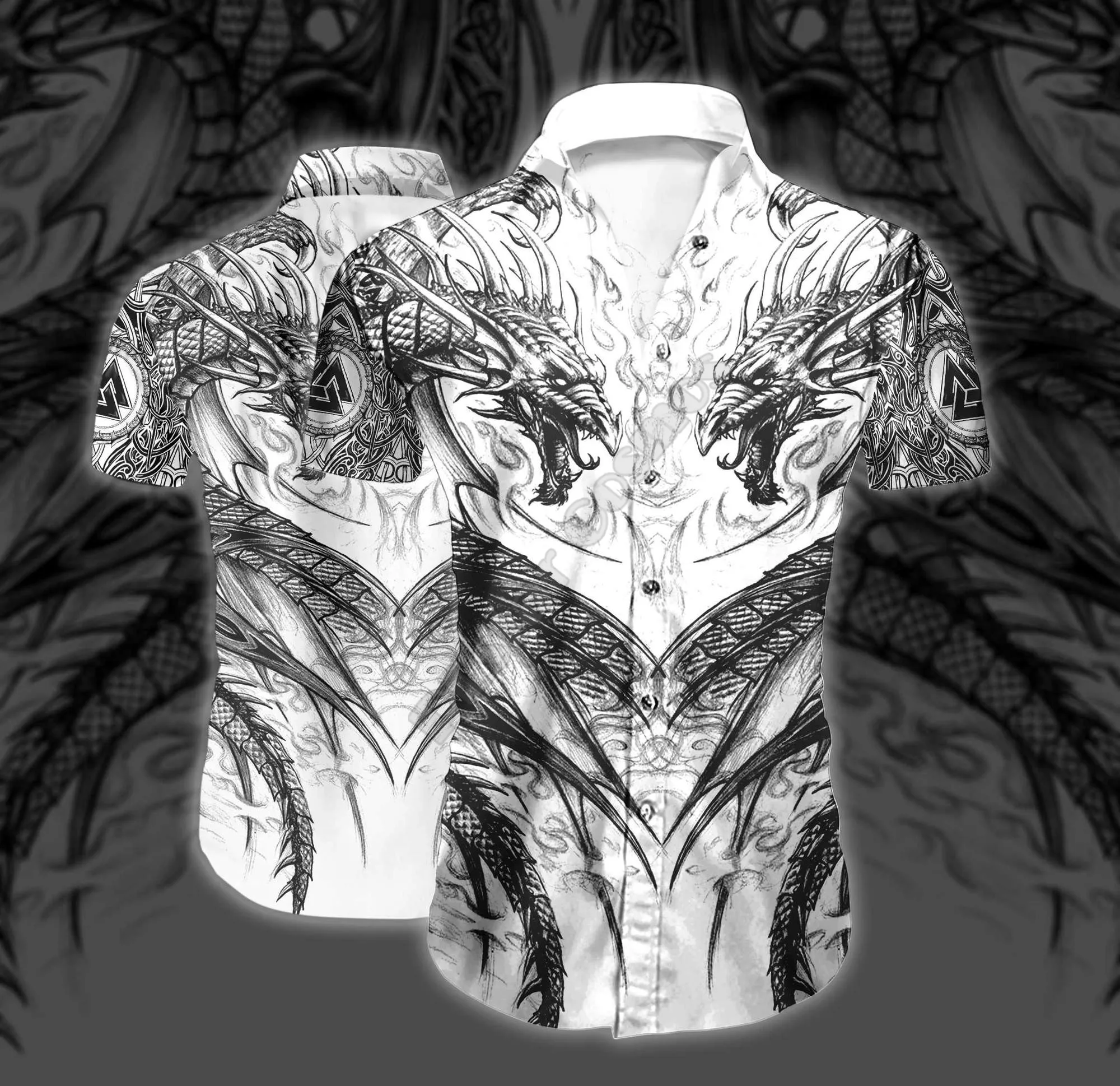 Hawaii Shirt Beach Summer Dragon And Wolf Hawaiian Shirt 3D Printed Men For Women Tee hip hop shirts cosplay costume