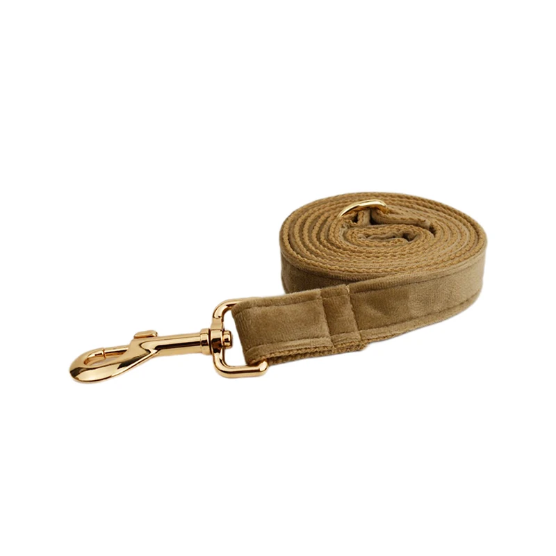 Ensemble collier et laisse en velours pour chien avec plaque_voghion.com