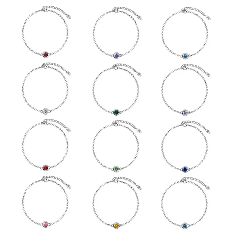 

Daisini Birthstone Jewelry AAAAA Crystals from Swarovski Stone Round Cut Charm Women Girls Simple Trendy Birthday Jewelry Gift