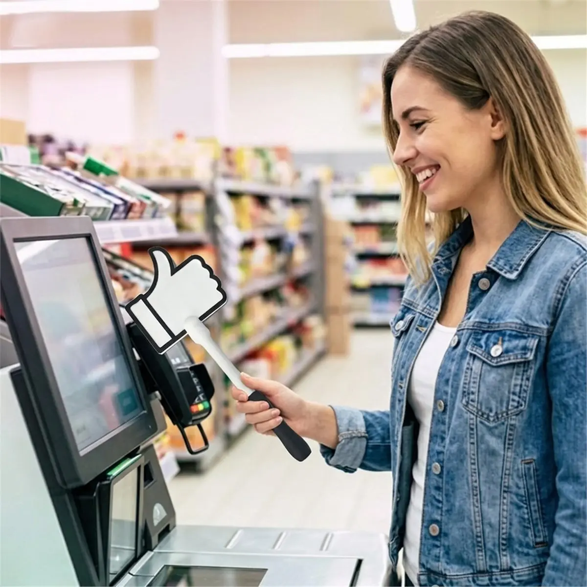 3D-Printed Thumb Tap-to-Pay Wand Contactless Card Holder Funny Payment Tool for Self Checkout Daily Shopping