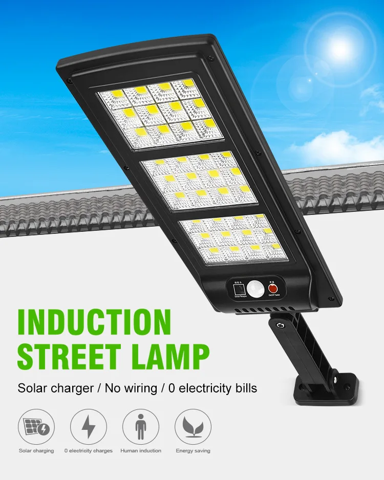 LED ضوء الشارع بالطاقة الشمسية في الهواء الطلق التحكم في الضوء مقاوم للماء + جسم الإنسان التعريفي التحكم عن بعد مصباح حديقة المرآب الجدار الخفيفة #1