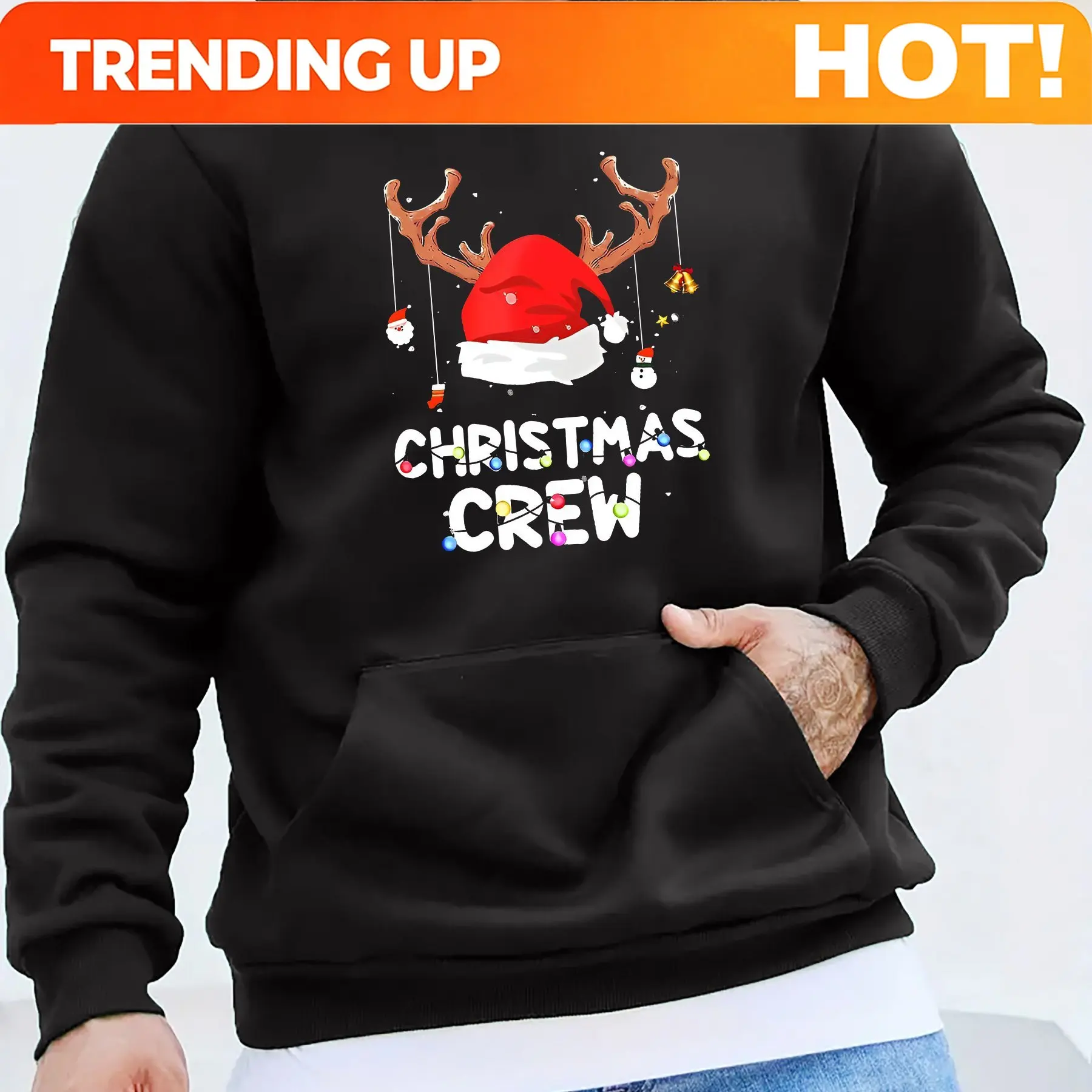 Customization Christmas Santa Hat Hoodies Print Fashion Sweatshirt Hip Hop Casual Unisex Autumn Winter Fleece Streetwear Tops Ma