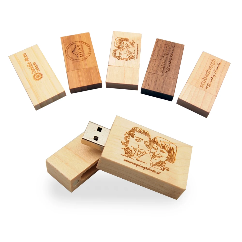 Personalizado de madeira USB 2.0 Flash Drive, Pendrive de madeira personalizado gratuito, presente do casamento, 4GB, 8GB, 16GB, 32GB, 64GB, 128GB, 30pcs