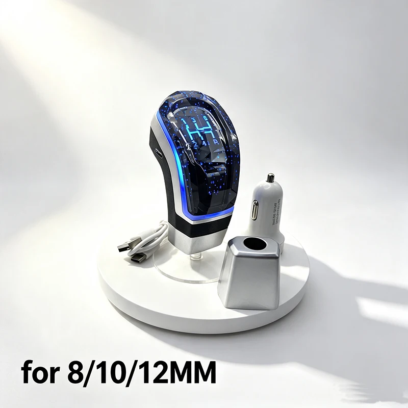 Crystal Shift Knob LED Breathing Light, Universal Model, For 8/10/12MM Diameter, 5-Speed/6-Speed, Seven-Color Starry Sky Light