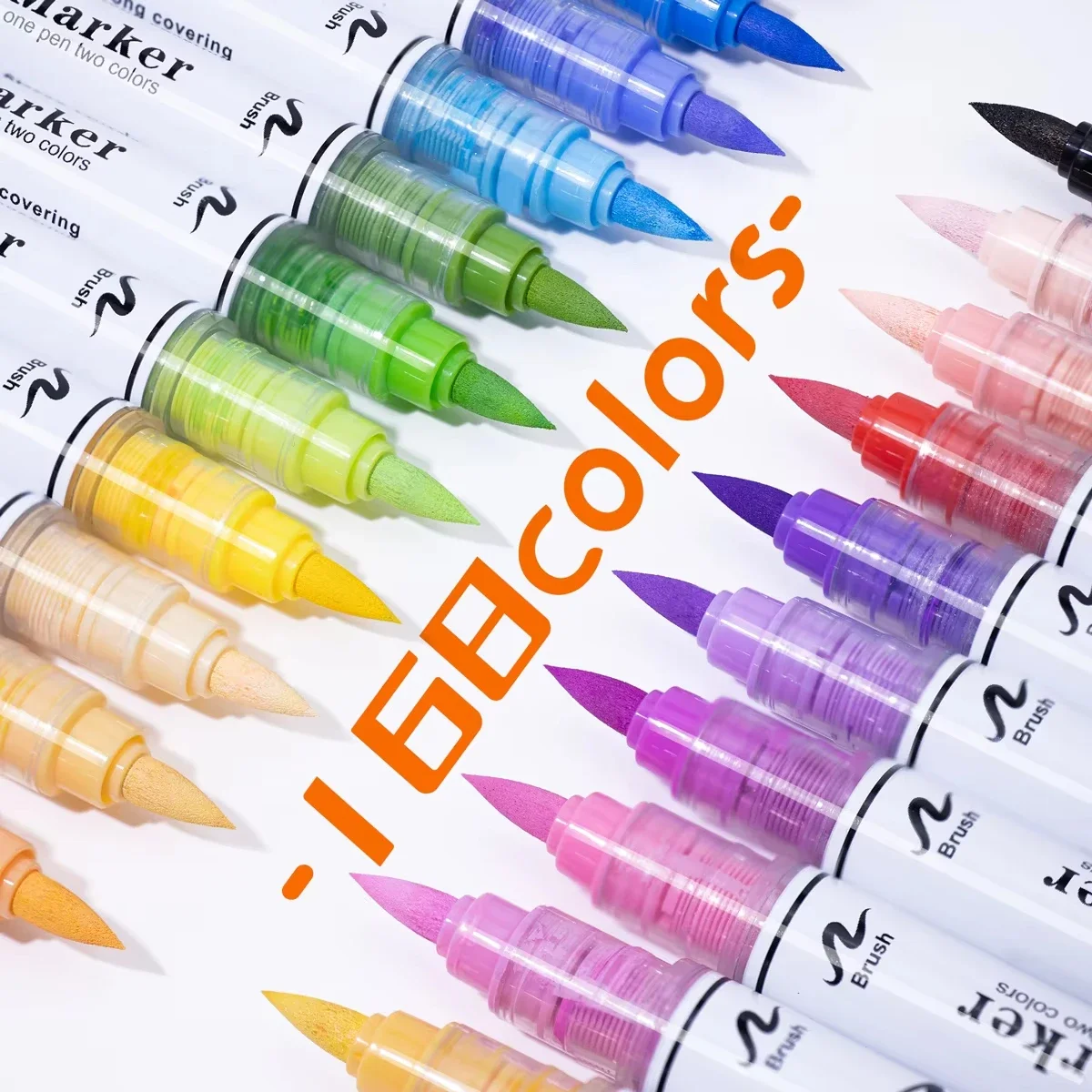 

60-168Colors Acrylic Paint Markers Permanent Dual Tip Brush Pen Set for Rock Painting Canvas Wood Stone Artist School Supplies