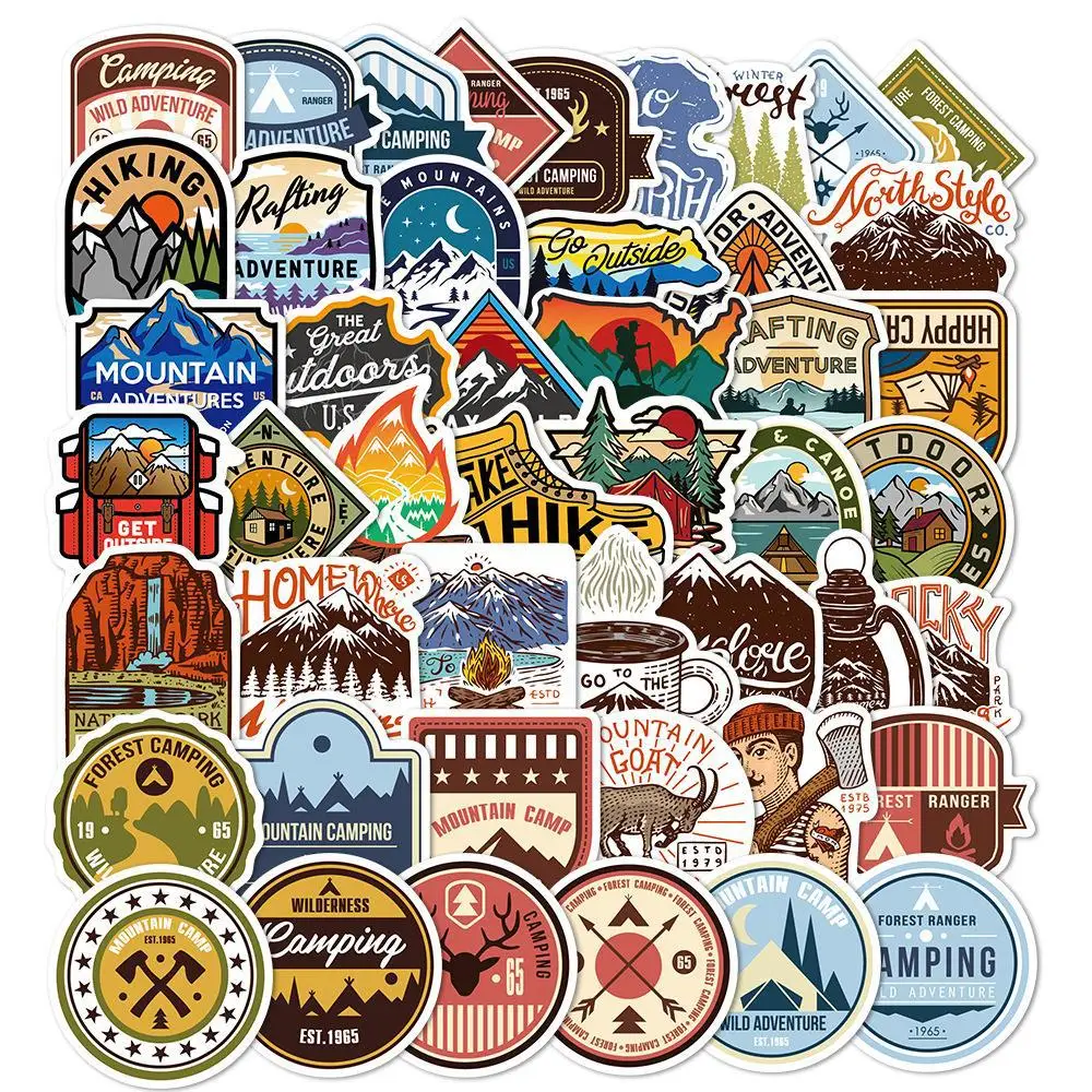 10/30/48Pcs Creative Outdoor Camping Car stickers For Suitcase Skateboard Laptop Luggage Phone Styling DIY Decal Pegatina