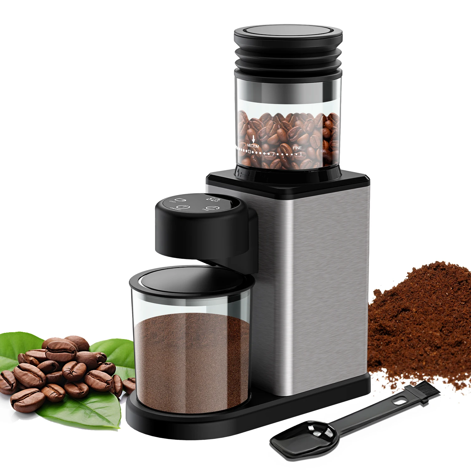 

Conical Burr Coffee Grinder Electric Coffee Bean Grinder with 25 Grind Settings Adjustable for 2-12 Cups Anti-Static Design