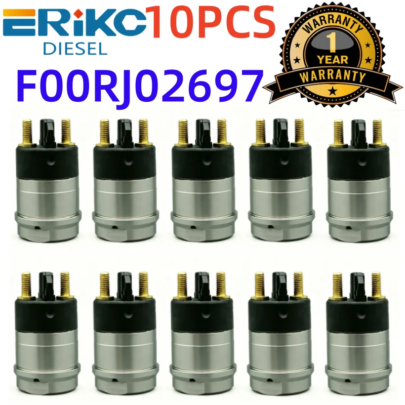 10 piezas Válvula de control de solenoide de inyector diésel F00RJ02697 F 00R J02 697 para inyector BOSCH Cummins 0445120 0445120007