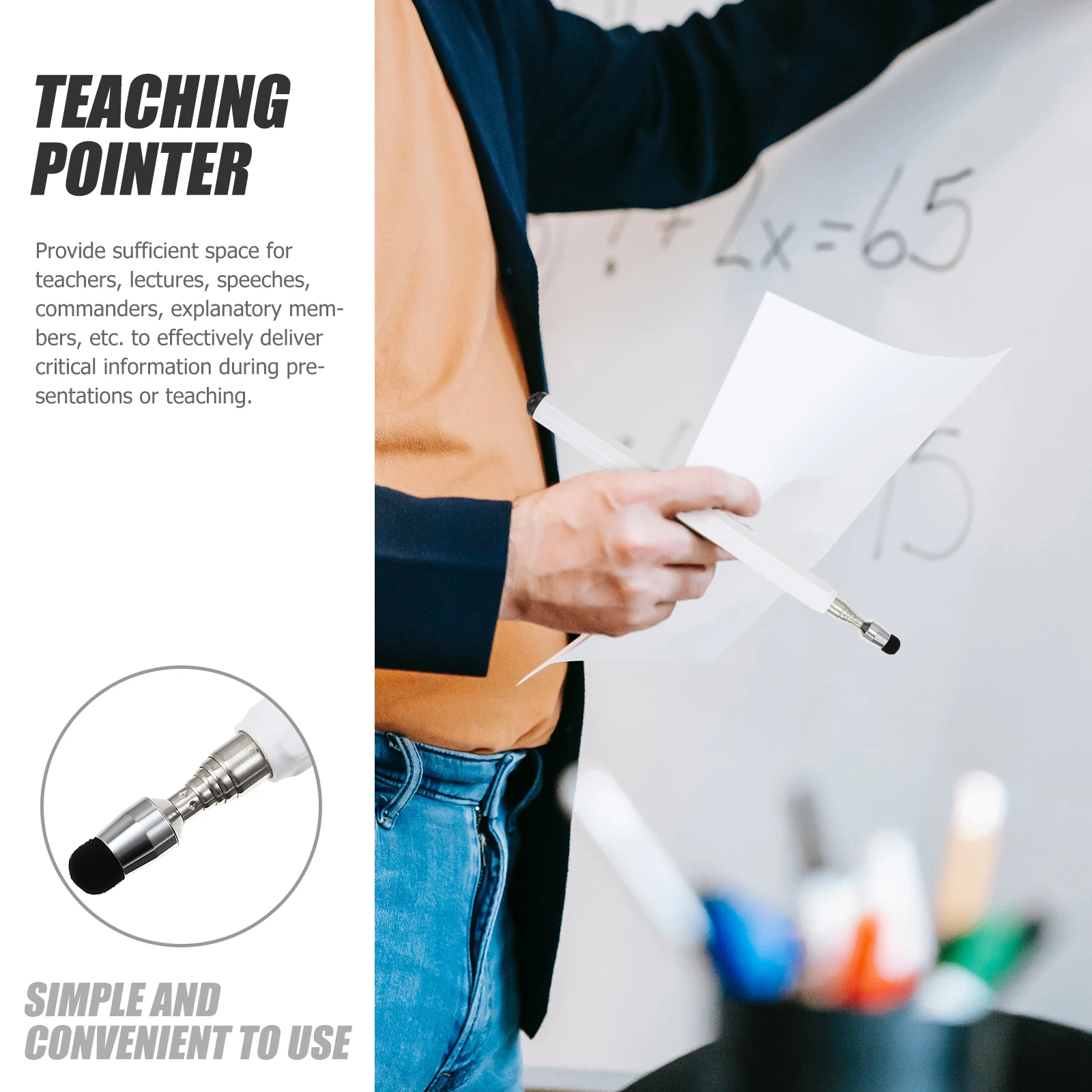 

Whiteboard Stylus Retractable Teacher Pointer Sticks Scalable Class for Classroom Hand
