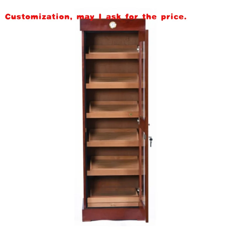 

на заказ.Заводской индивидуальный дымовой магазин, распашная дверь, мебельный дисплей, стеклянный шкаф для хьюмидоров, красное дерево, сигара Ca