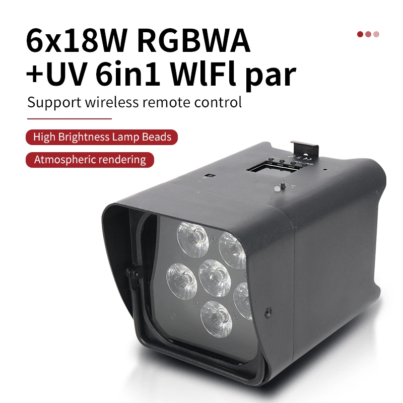 Dmx 6X18W Batterij Licht Rgbwauv Draadloze Par Licht Afstandsbediening Wifi Controle Podium Licht Bruiloft Omgevingslicht