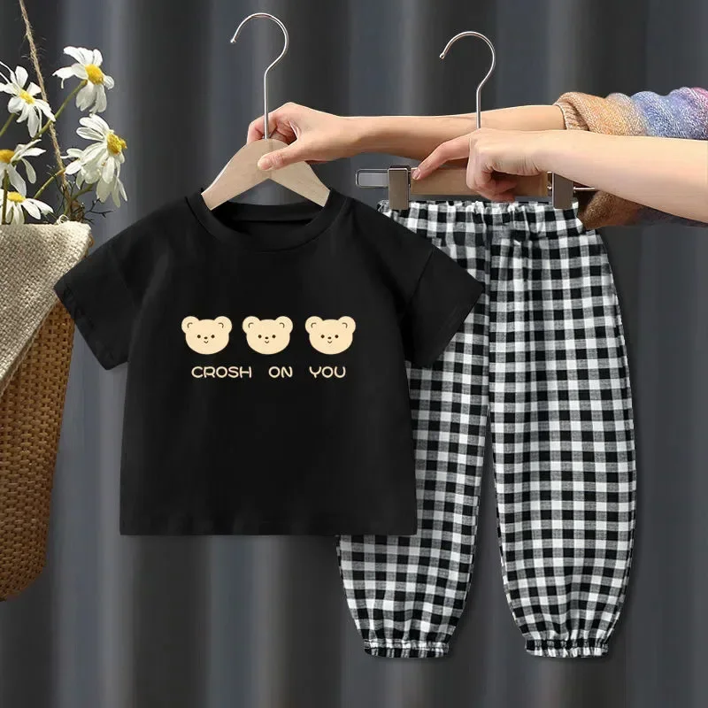 Kinder Sommer anzug neue Kinder lässig Sommer Tops Hosen Kleidung Jungen und Mädchen T-Shirt Hosen Kleidung Set