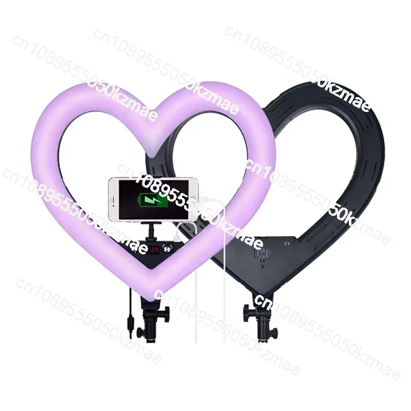 

19 Inch Live Broadcast Phone Heart Shap LED Ring Light RGB with Tripod Stand Makeup Beauty Lighting for Tik Tok Youtuber