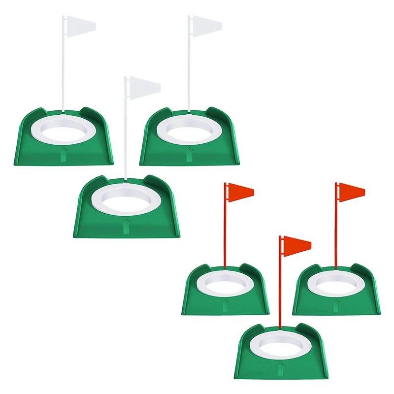 3 Stuks Golf Putting Cup Golf Hole Training Hulpmiddelen Golf Onderdelen Golf Training Putters Met Plastic Vlag Groen + Wit