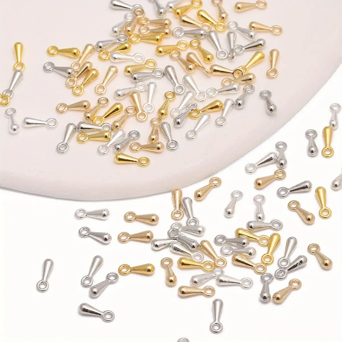 150 個メタリック鉄水滴ペンダントエンドビーズテールペンダントエクステンダーチェーンビーズジュエリー作成所見アクセサリー
