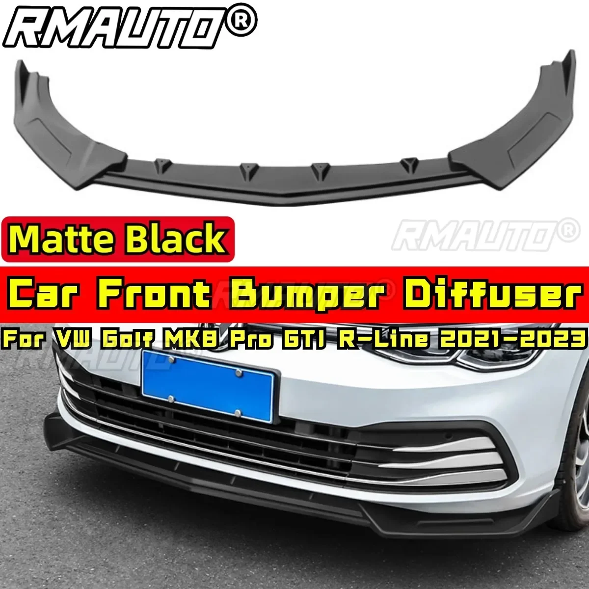 

Для Golf MK8 Pro GTI R-Line Body Kit передний бампер, матовый черный для VW Golf MK8 Pro GTI R-Line 2021-2023, автомобильные аксессуары