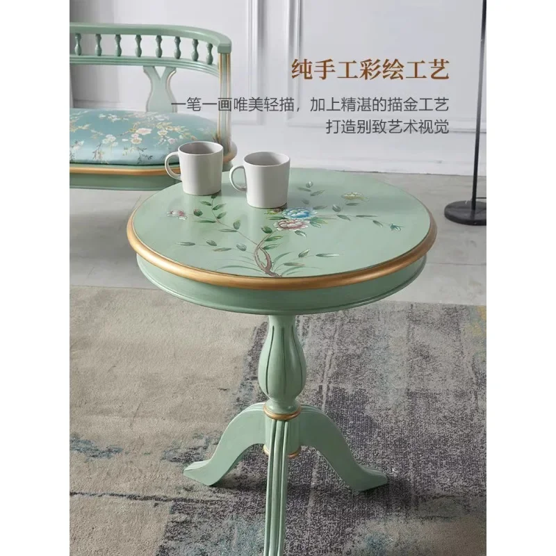 

American solid wood table and chair combination household balcony backrest solid wood painted single chair retro homestay leisur