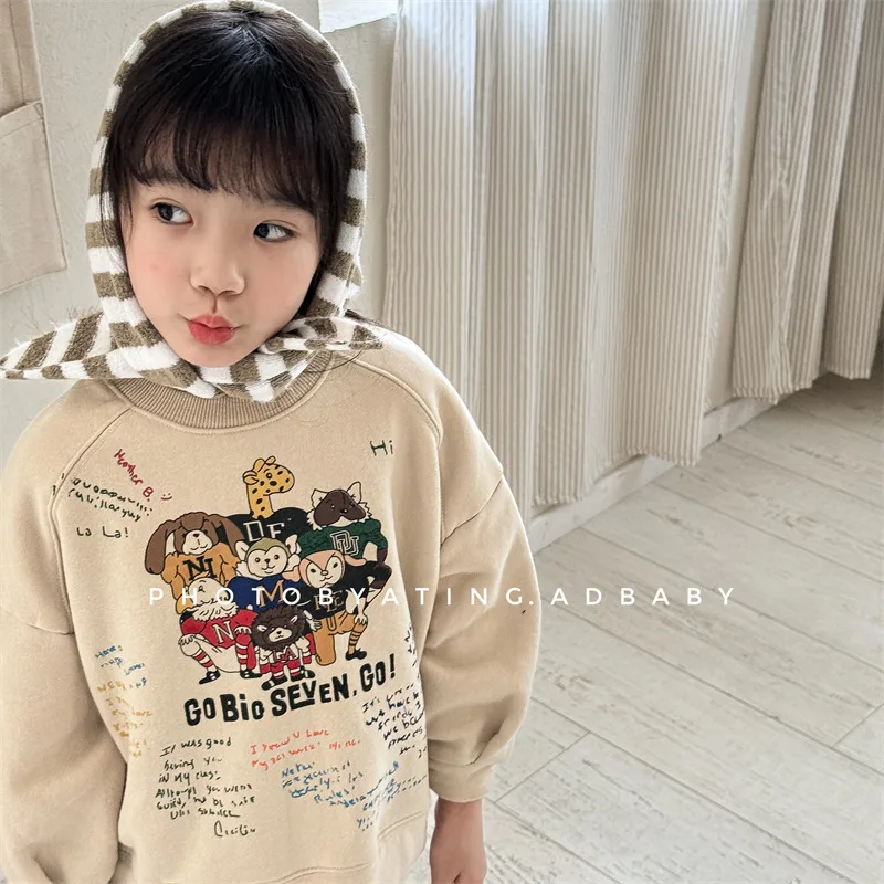 2024 New Children Winter Warm Sweatshirt Cotton Girls Long Sleeve Casual Pullover Baby Boys Fleece Sweatshirt Kids Clothes