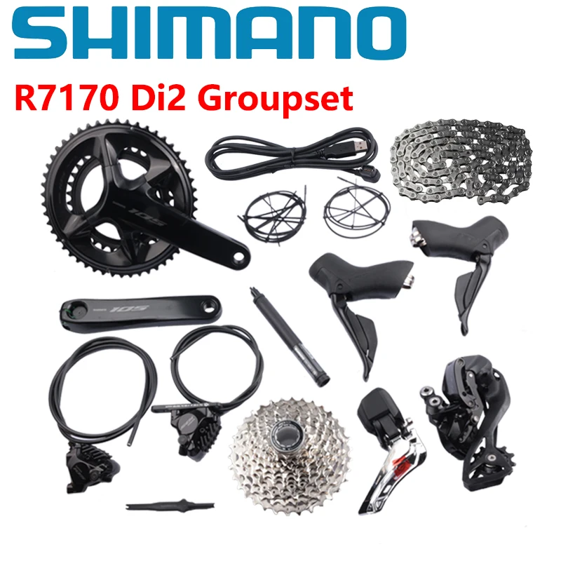 Shimano 105 Di2 Groupset R7170 2x12 Speed Groupset ST-R7170 Brake R7100 Crankset 165mm/170mm/172.5mm/175mm FD-R1750 RD-R7150