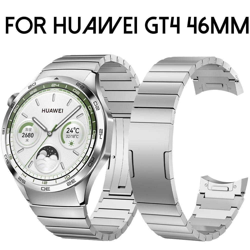 

No Gaps Curved End Strap for Huawei Watch GT4 46mm 22mm Stainless Steel Band Correa Quick Release Quick Fit Men's Style Bracelet