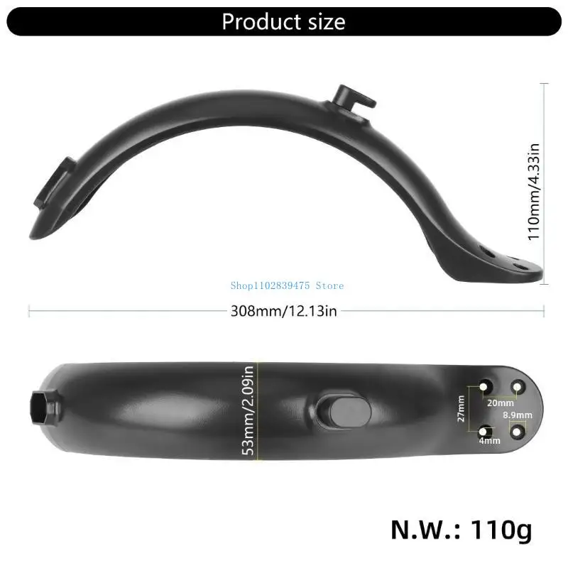 33WB Universal Fit Rear Mudguard Anti Splash Scooter Guard سهل التركيب للدراجات البخارية الكهربائية يوفر حماية معززة #6