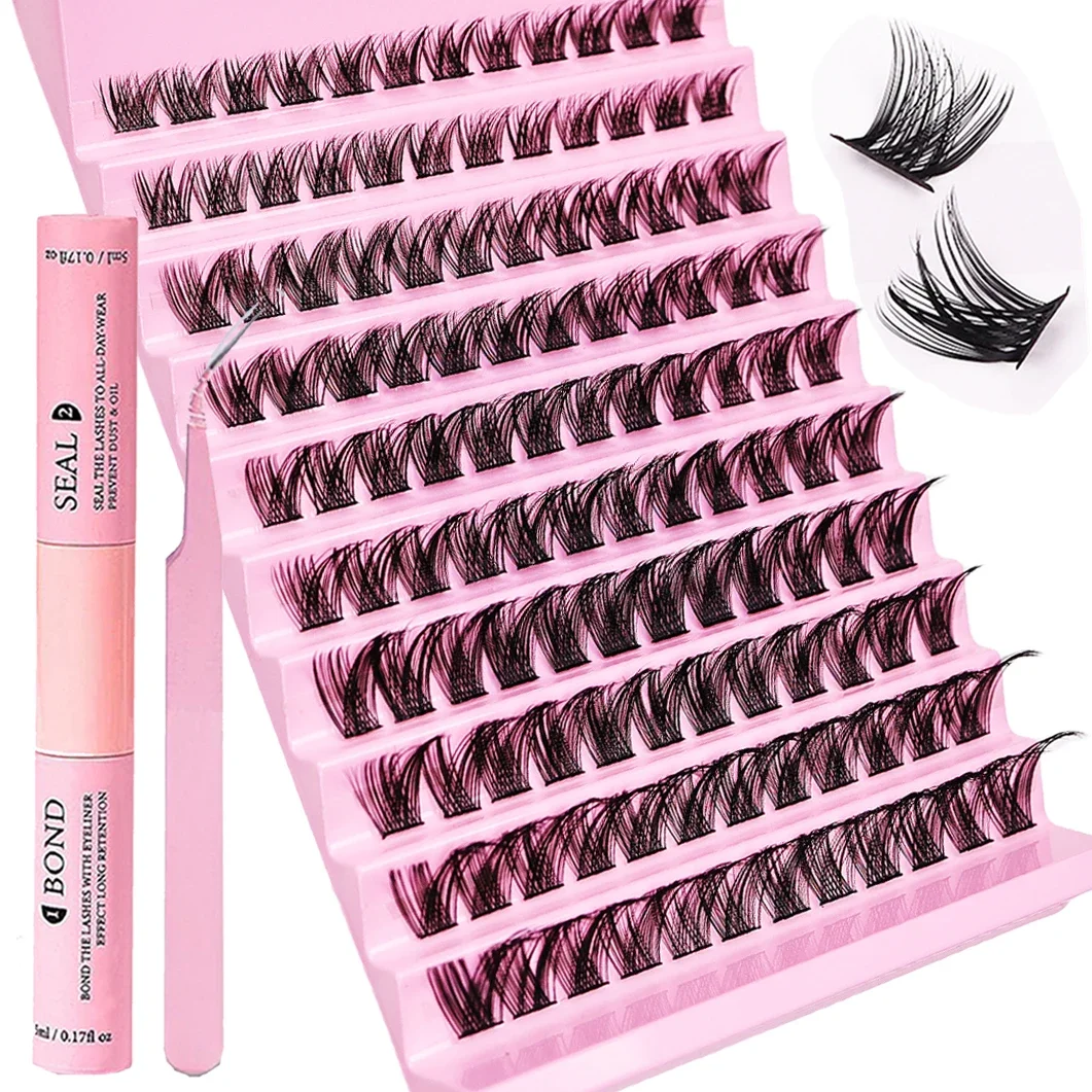 Wimpers Extensie Kit 120 Clusters Diy Lash Extensions Kit Lash Clusters Mix Lengte Oog Make-Up Tool Voor Wimper Extensions