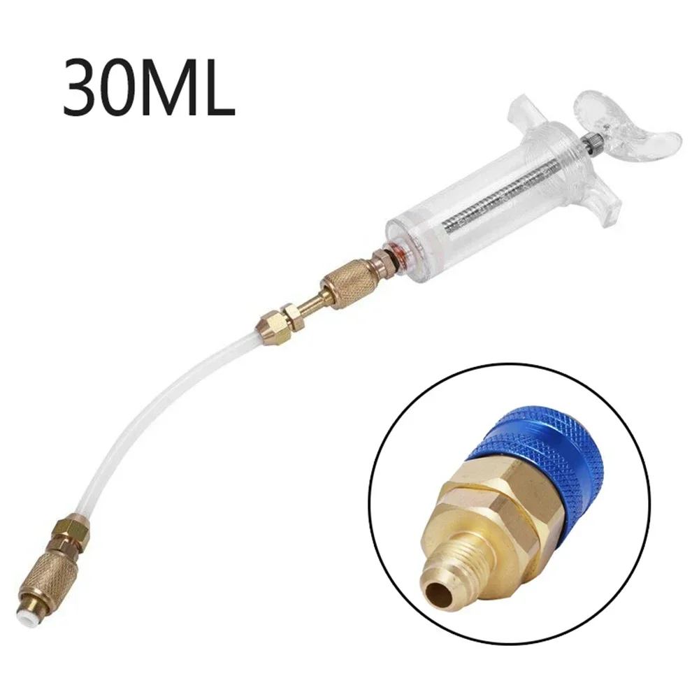 

CarHome 30ml (1 Oz) R134a Oil/Dye Sampler Injector – 1/4 Inch SAE Low Side Quick Connect Adapter, New Replacement Part