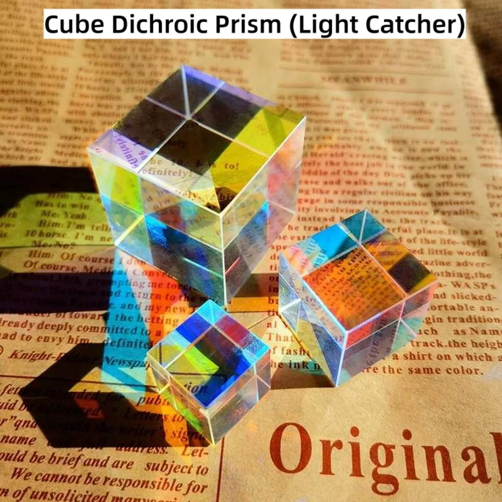 Multi‑Size CMY Color Mixing Hexahedral Cube Prism Optical Glass Light Catcher Magic Crystal Cube 15-40mm Educational Science