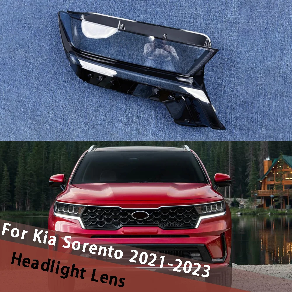 

For Kia Sorento 2021 2022 2023 Headlamp Lens Shade Clear Head Light Housing Headlight Shell Replace Original Cover Lampcover