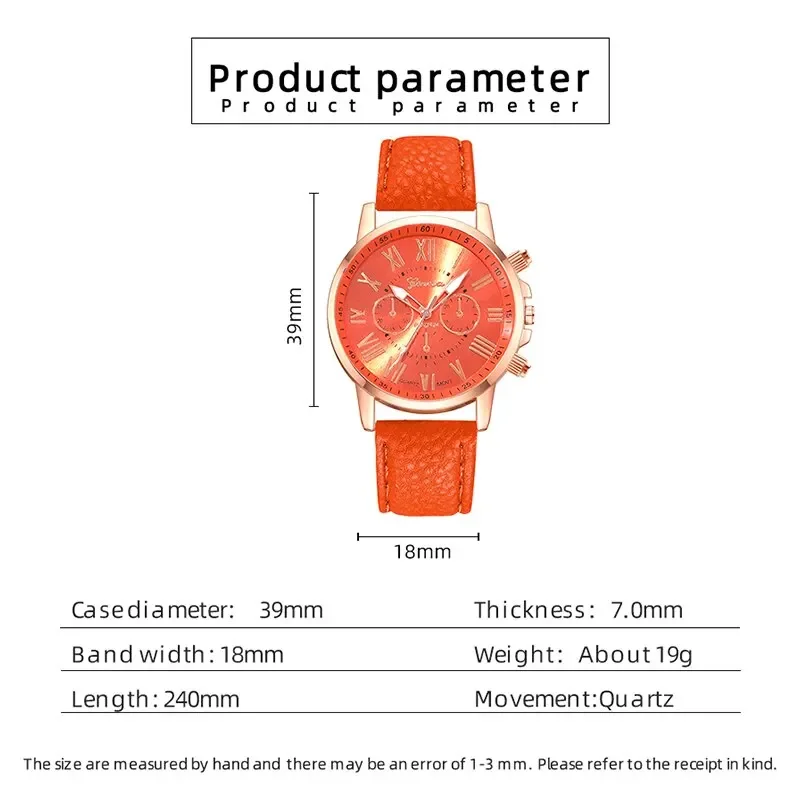 Fashion Women Watches Ladies Orange Leather Quartz Wrist Watch for Women Bussiness Casual Watch Relogio Feminino