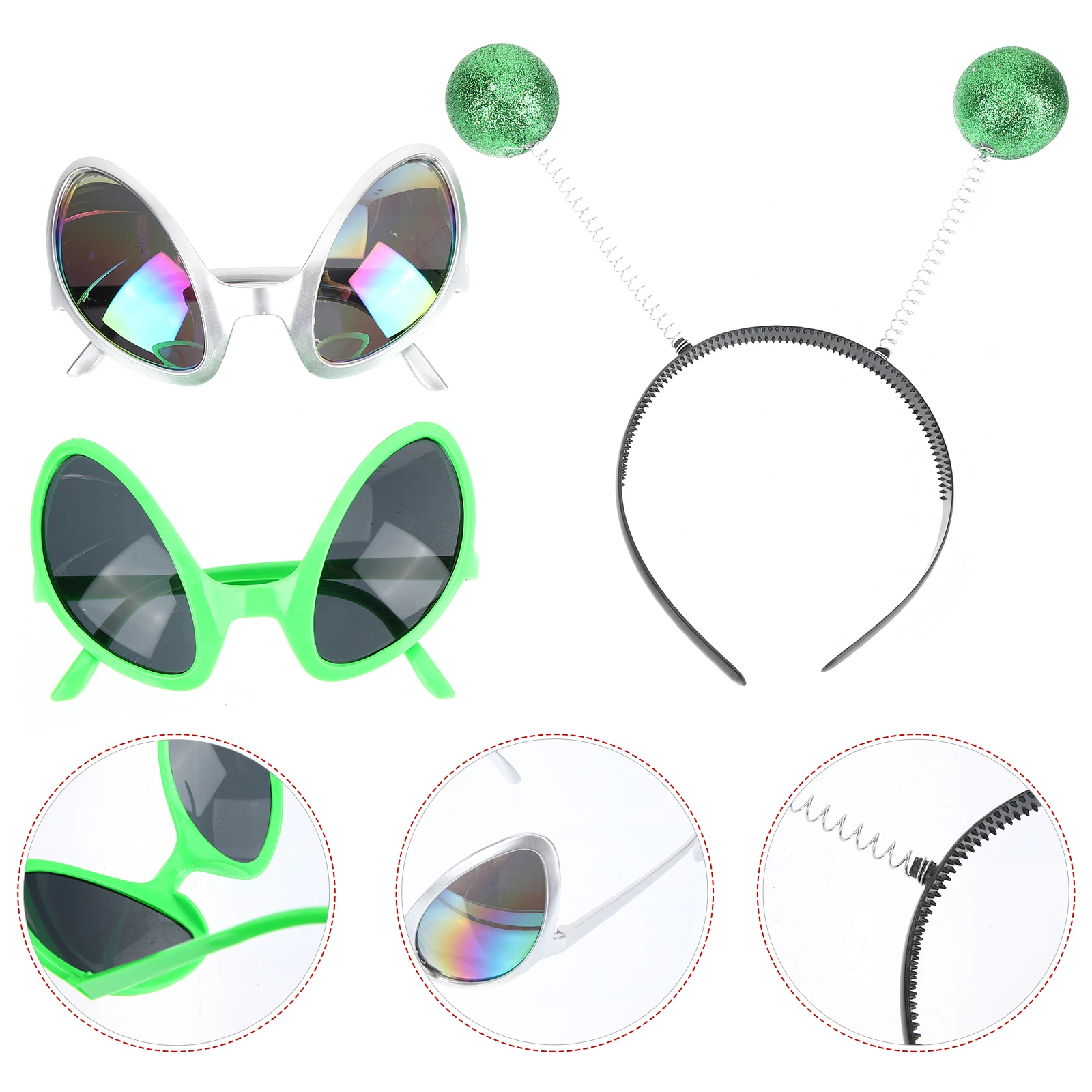 

1 Set Antenna Headband Glasses Rainbow Lens Funny Eyeglasses Costume Accessories Halloween Party Props Sunglasses Blow Up