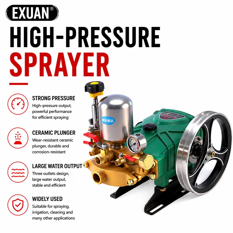 High Pressure Sprayer Pump Ceramic Plunger Agricultural Irrigation Cleaning Pump Large Water Output Durable Spraying Machine