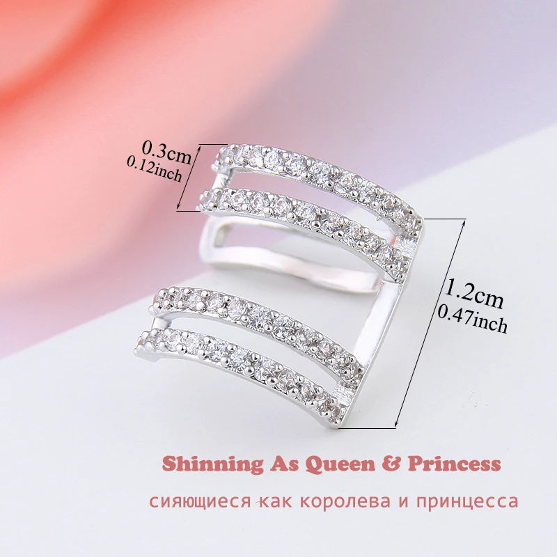 Fashion Zirconia Crystal Clip Earrings Popular Cuff Earrings Girl Party Gift Earings Fashion Jewelry Pendientes Mujer Moda AE231