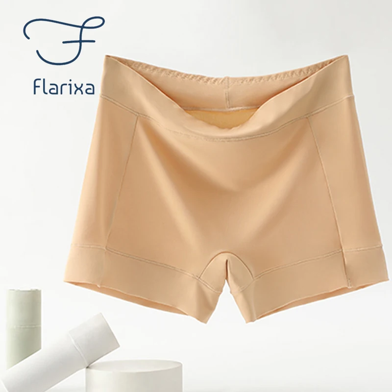 Flarixa-pantalones cortos de seguridad de talla grande para mujer, bóxer de seda de hielo sin costuras, para el verano, M-4XL