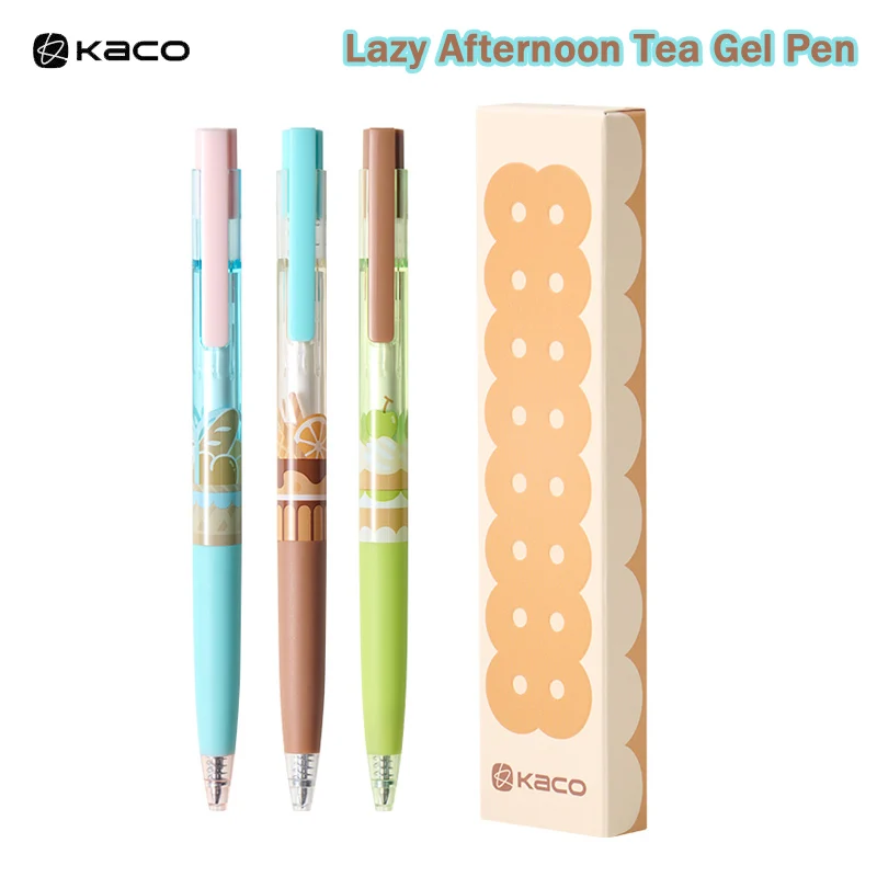 

Набор из 3 эстетических гелевых ручек Kaco для послеобеденного чая, выдвижные быстросохнущие чернила с двумя шариками диаметром 0,5 мм, устойчивые к размазыванию для написания экзамена без стресса