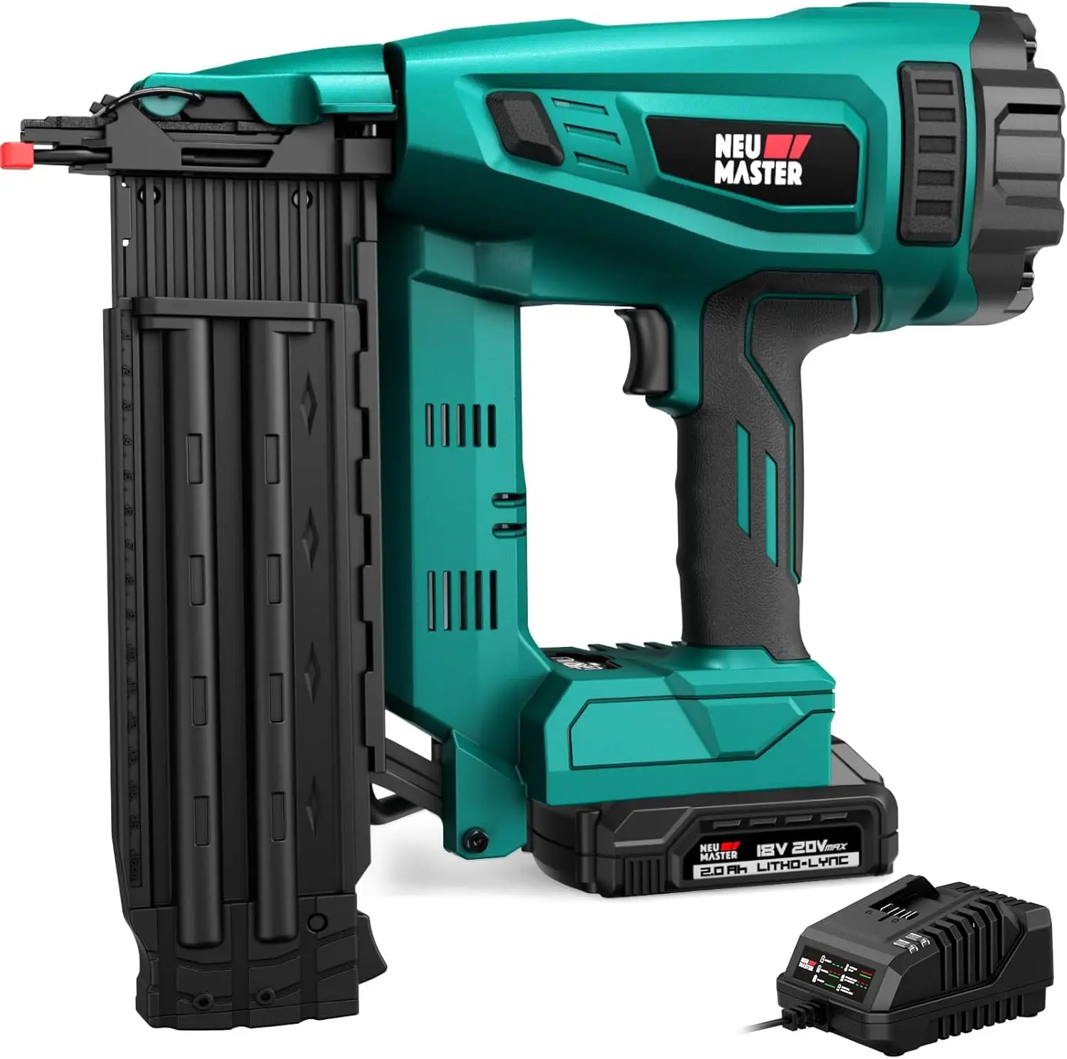 NEU MASTER Upgraded Brad Nailer, 18 Gauge Nail Gun Battery Powered with Brushless Motor, 20V Max Cordless Nail Gun