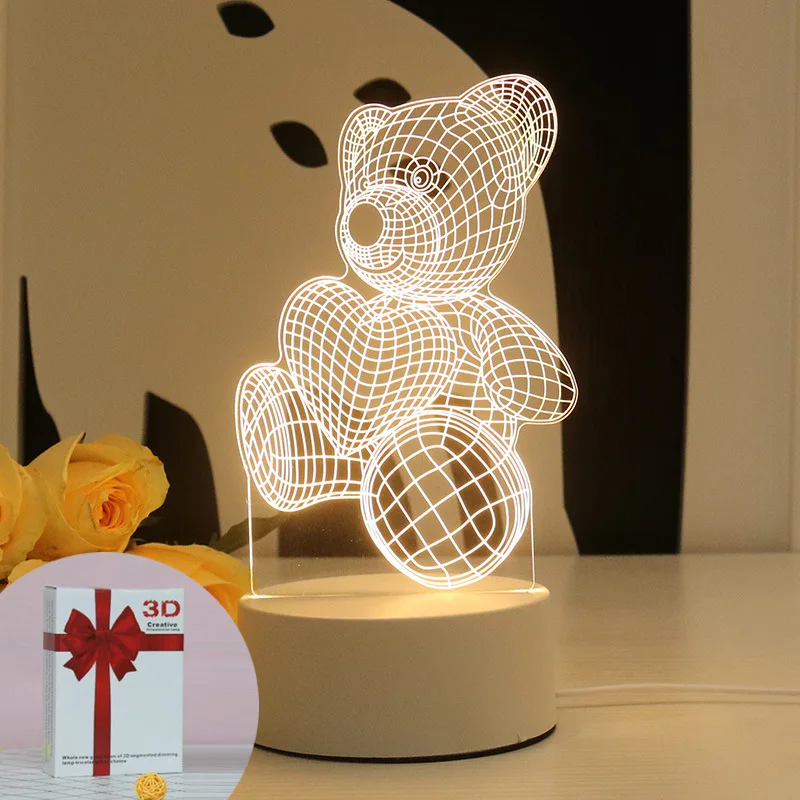 1pc Night Light Creative Acrylic Bedroom Bedside LED Table Lamp Holiday Event Gift System Gifts