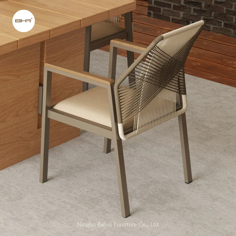 BHR في الهواء الطلق حديقة فناء كرسي الأثاث الخارجي المعادن الحديثة كرسي حبل حديقة فناء مطعم شرفة الأثاث