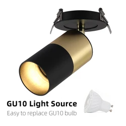 Track de teto LED substituível Embeded Downlight, 360 ° Rotativo, Vintage, Branco, Preto, Ouro, Cobre, Wall Spot Light, GU10