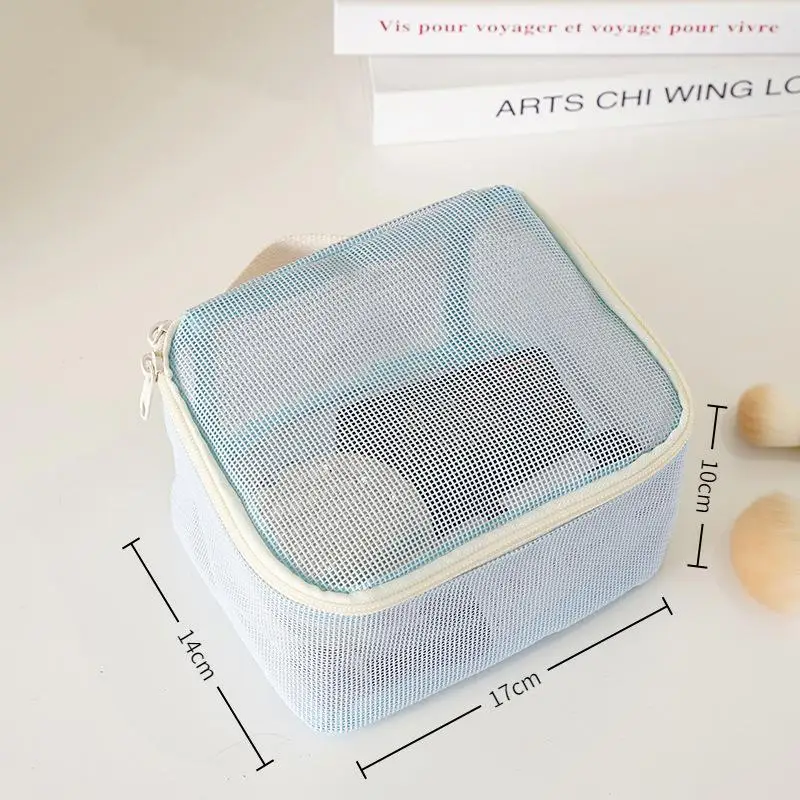 1 Stück tragbare Reise-Lippenstifttasche, Netz-Handtasche, Make-up-Tasche, Kosmetik-Aufbewahrungstasche, Kulturbeutel, transparente Strandtasche – Detail 3